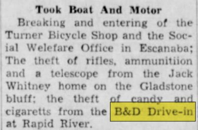 B & D Drive-In Theatre - Aug 1955 Article